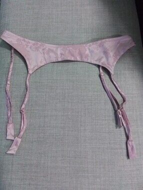 Victorias Secret Lavender Satin Garter Belt with Floral Jacquard